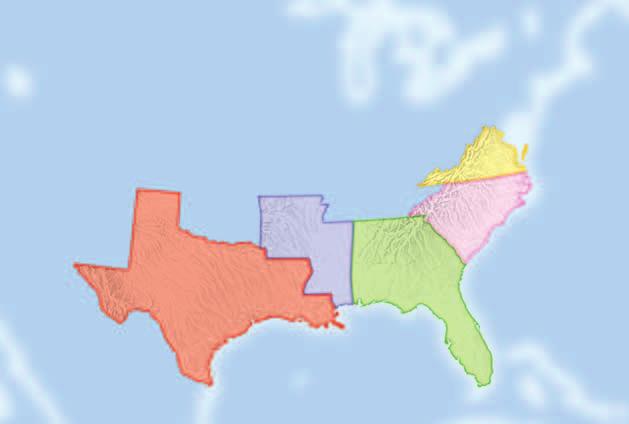 Military Reconstruction Districts, 67 In Motion 40 N 0 Military district boundary Union general in command MEXICO 250 miles 0 250 kilometers Lambert Equal-Area projection TEXAS 4th District Edward