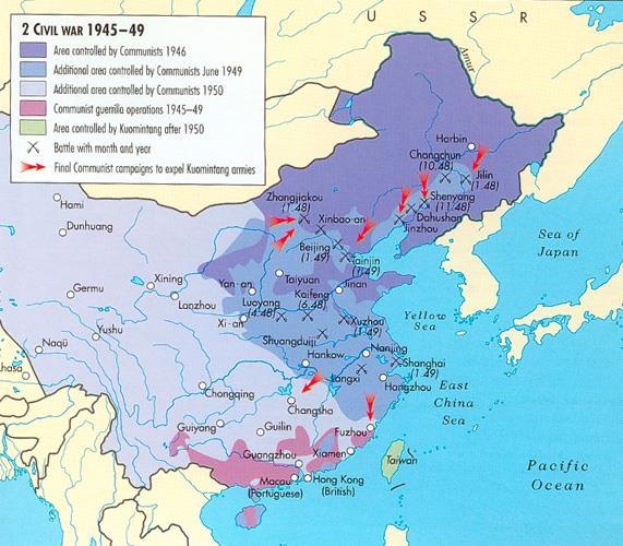 Chinese Civil War: Mao & the Communists win by 1949 The Chinese Communists under Mao Zedong eventually defeated the Nationalists led by Jiang Jieshi & took control of the Chinese