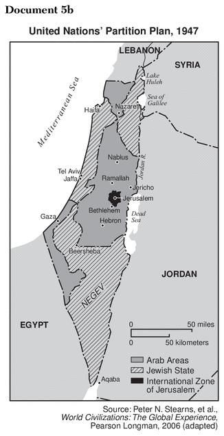 Document 5a. The territory was plagued with chronic unrest pitting native Arabs against Jewish immigrants (who now made up about a third [of] the population, owning about 6% of the land).