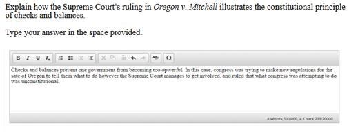 Sample Response: 2 points Notes on Scoring This response earns full credit (2 points) because it includes a complete explanation of how the Supreme Court s ruling in Oregon v.