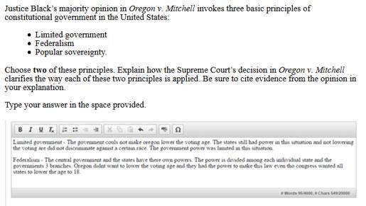 Sample Response: 2 points Notes on Scoring This response earns partial credit (2 points) because it provides a partial explanation of how the Supreme Court s decision in Oregon v.