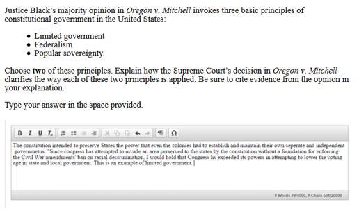 Sample Response: 1 point Notes on Scoring This response earns partial credit (1 point) because it provides a partial explanation of how the Supreme Court s decision in Oregon v.