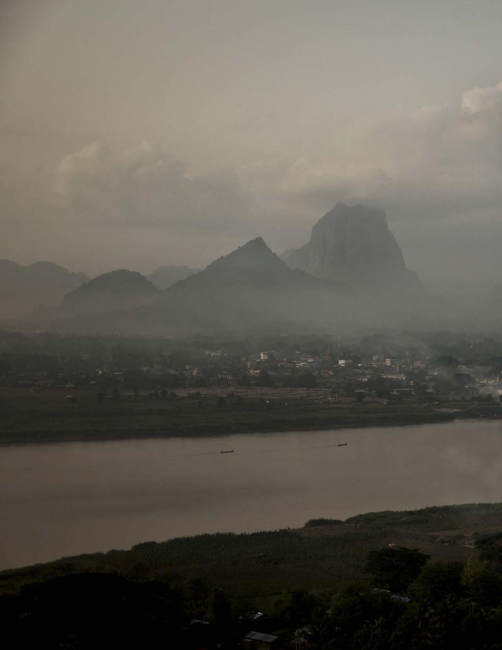View of Hpa-an, capital of Karen state, on the bank of the Salween River.