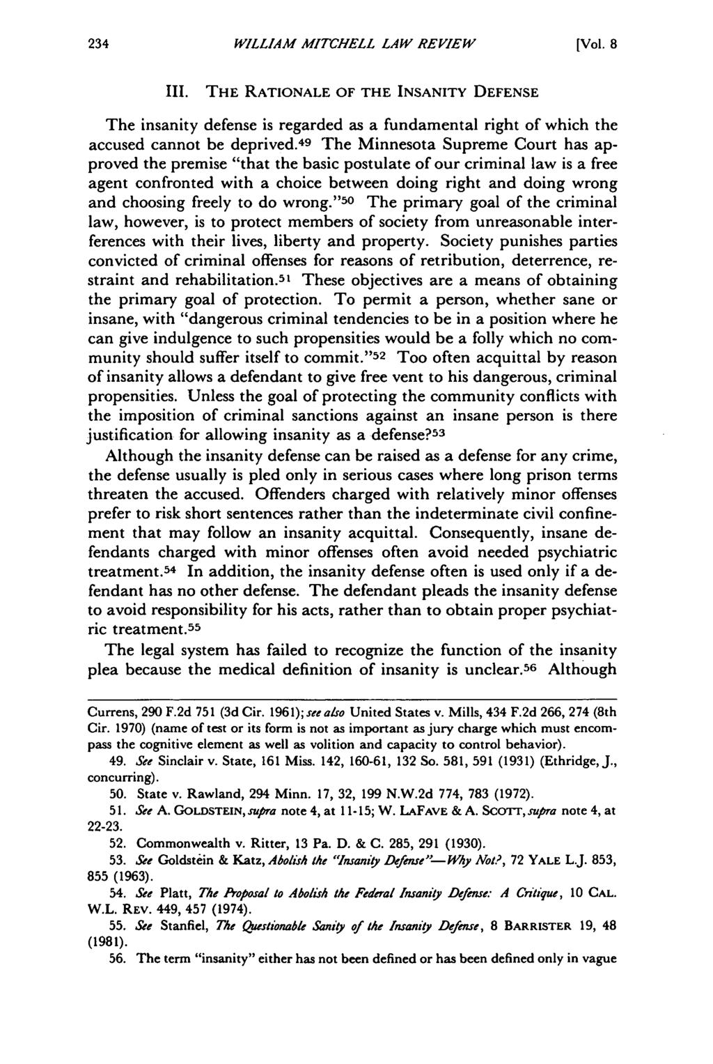 William WILLIAM Mitchell Law MITCHELL Review, Vol. LAW 8, Iss. REVIEW 1 [1982], Art. 4 [Vol. 8 III.