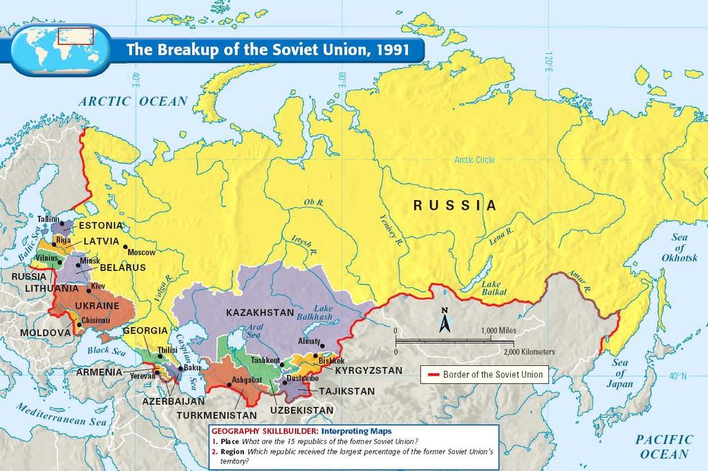 of the USSR as the Soviet Union broke apart into