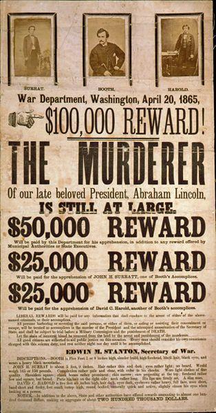 Lincoln s Assassination Booth was pursued into MD and VA and was cornered 13 days later He died of a gunshot wound through the neck & spinal cord Several of his co-conspirators were also caught,