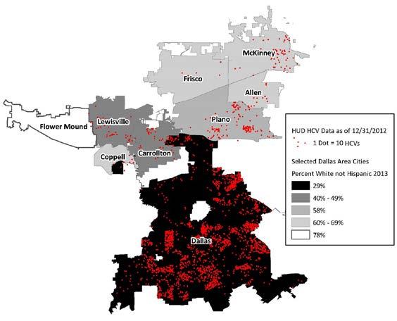 In the Dallas Area, vouchers are concentrated in high poverty, segregated