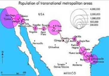 Borderlands (continued) The line that divides Mexico and the U.S. is two thousand miles long.