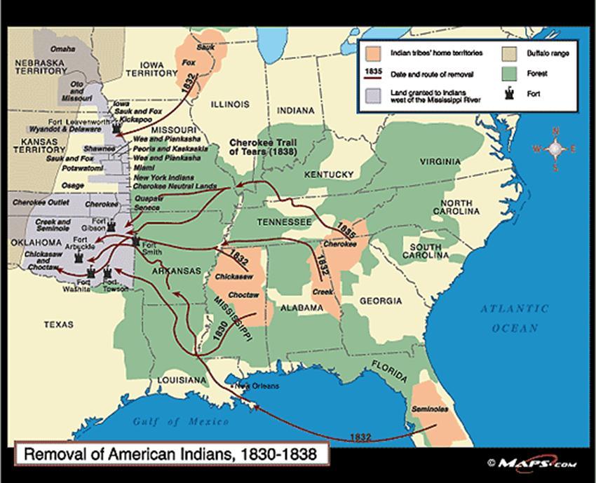 Indian Removal Act (1830) A law that forced Native Americans east of the Mississippi River to