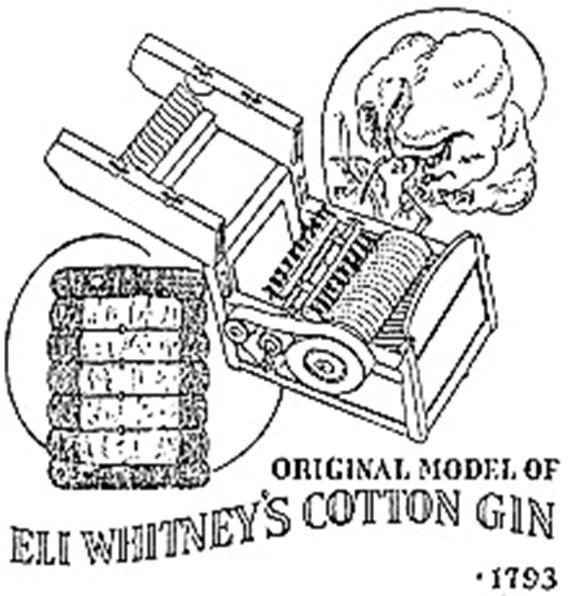 Cotton Gin Invented by Eli Whitney 1793 Increased to speed of the cotton cleaning process.