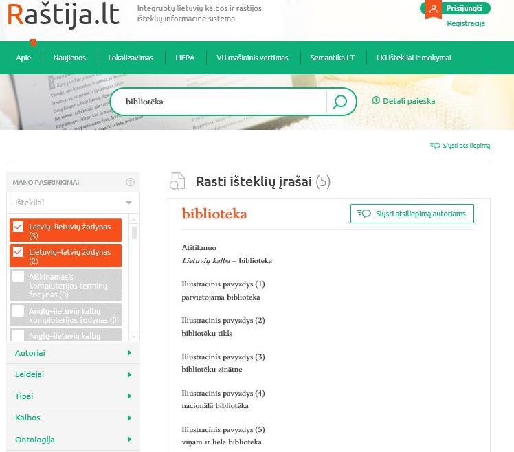 Integrated Information System of Resources of the Lithuanian Language raštija.