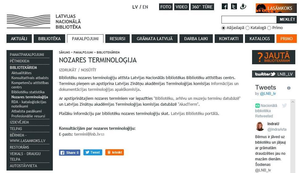 At present we extensively use the Library, Archives and Museum Terminological Database administered by the National Library of Latvia. https://www.lnb.