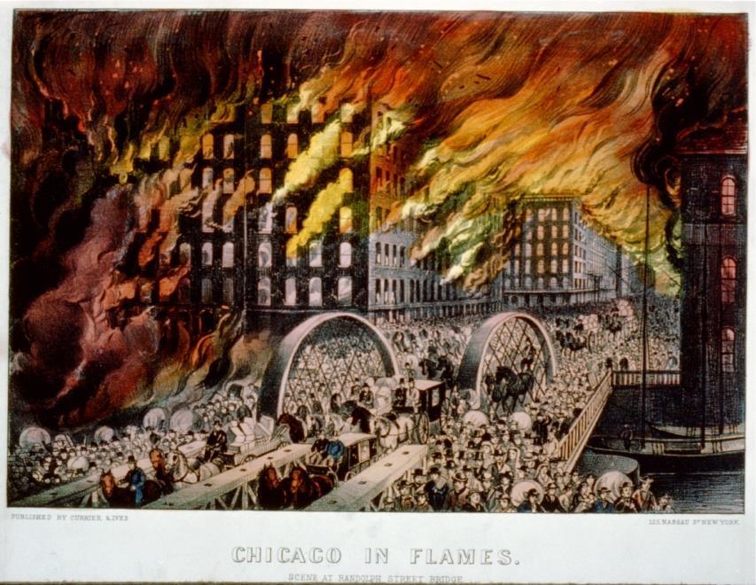 The Great Chicago Fire: 1871 Fire burned for 24hrs.