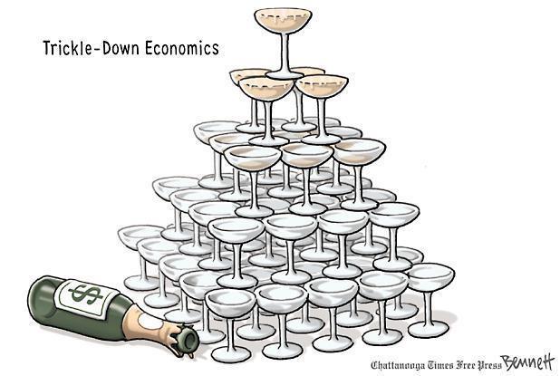 Reaganomics: Trickle Down Theory u Cutting taxes for businesses & wealthiest Americans would encourage investment, create business and jobs, and put more money into the economy.
