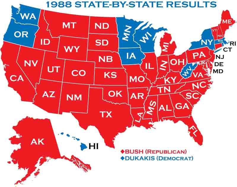 The 1988 Presidential Election Most Americans economically comfortable and attributed that comfort to Reagan/Bush Republican candidate