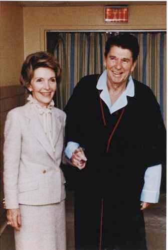 As Reagan is wheeled into the operating room, he says to his