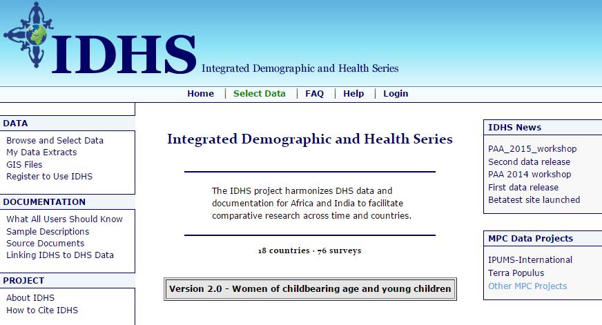 Integrated Demographic and Health Surveys