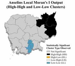 Spatial Autocorrelation Moran s I27, 28, 29 Generates report indicating if statistically significant clustering / dispersion of values exists based on p-values and Z-scores Results do not display an