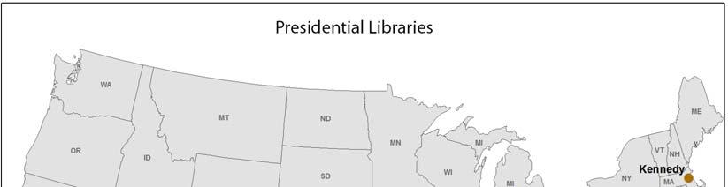 Figure 1. Presidential Library Facilities and Campus Affiliation Source: Mapping completed by the Congressional Research Service (CRS) using ArcGIS software.