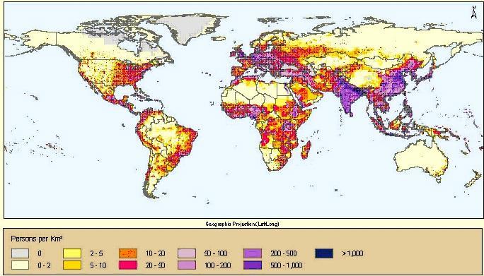 Population density average number of people living on one square