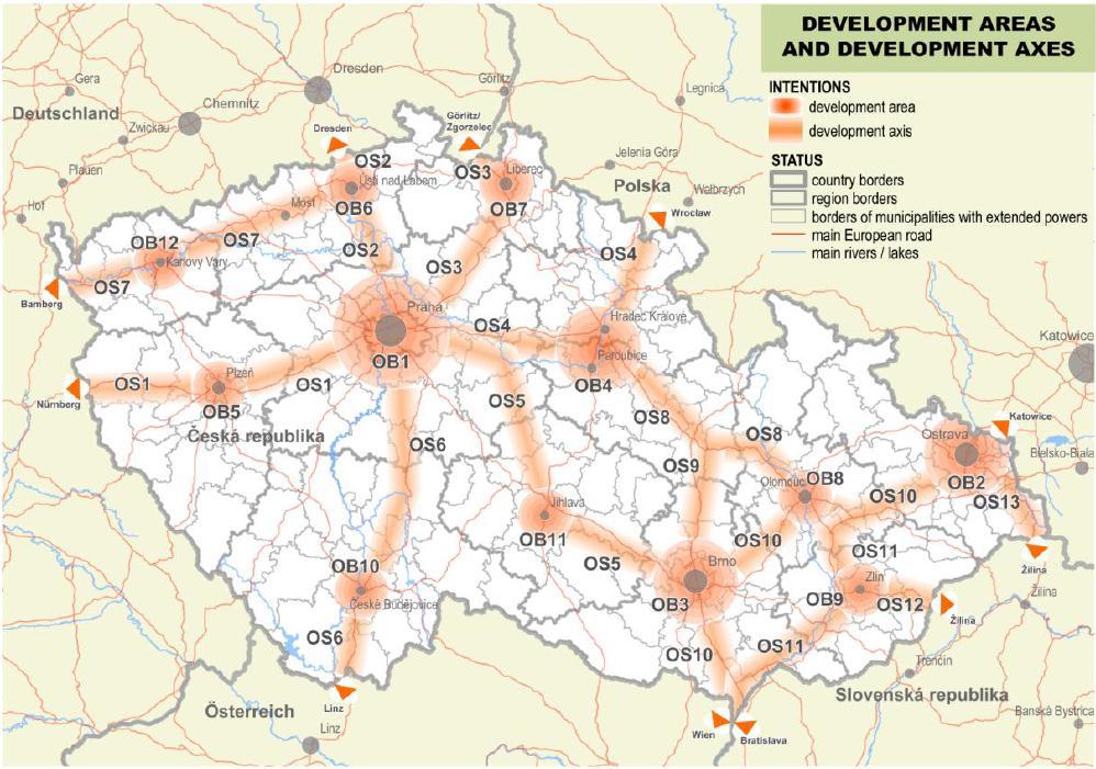 3 Development areas and axes What can be stated in connection with the spatial development plans of the Czech Republic?