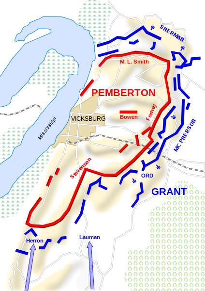 Vicksburg (May-July 1863) 1. North lay siege to Vicksburg, Mississippi, in order to gained control of the Mississippi River. 2.