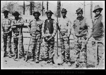Black Codes Laws that restricted freedmen s rights Examples: curfews, vagrancy laws, labor contracts, and land