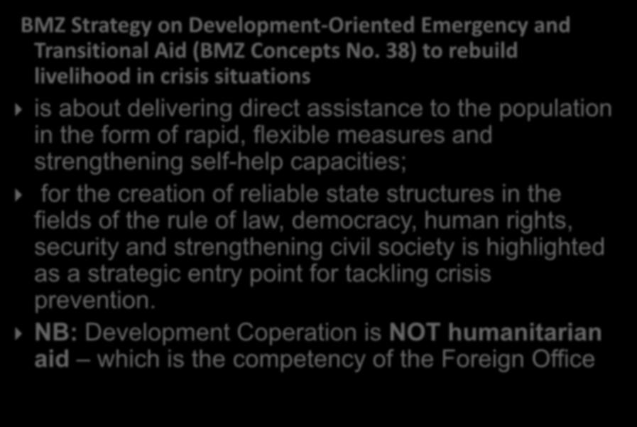 Development Cooperation Definition 2 BMZ Strategy on Development-Oriented Emergency and Transitional Aid (BMZ Concepts No.