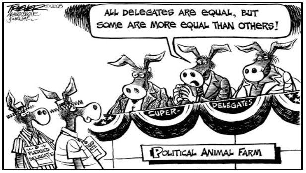 Political Cartoon #2 Title : Superdelegates By John Trever, The Albuquerque Journal 03/30/2008 http://www.politicalcartoons.com/ 1. Describe what s going on in the political cartoon (Who? What? When?