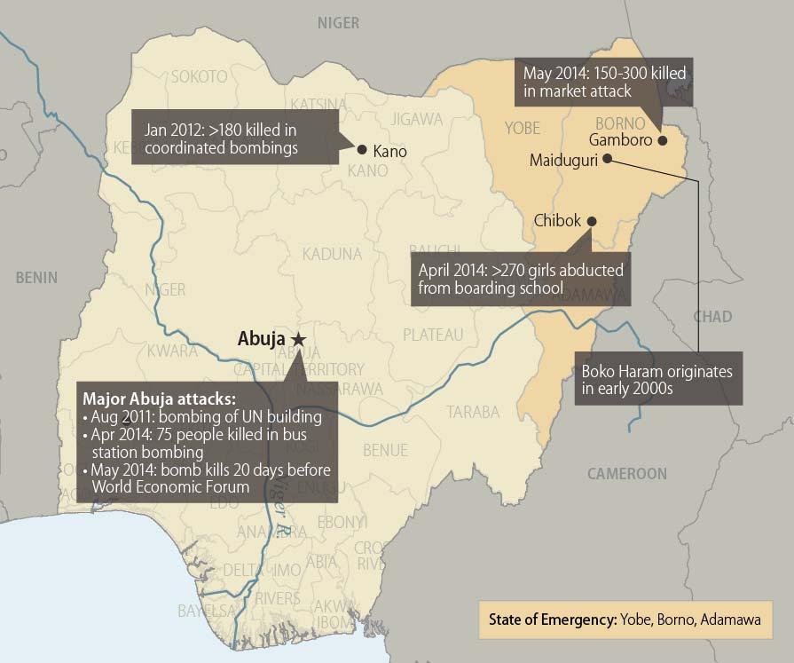 northeast. 2 In July 2009, at least 700 people were killed during an effort by Nigerian security forces to suppress the group.