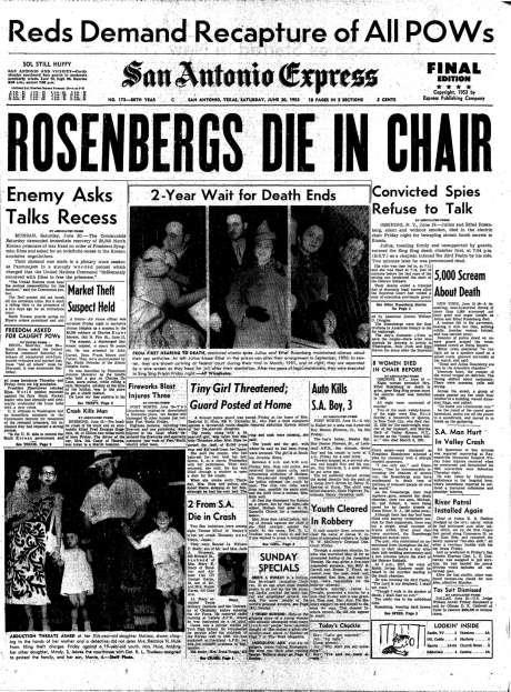 Rosenbergs - As the Second Red Scare was in full swing, Julius and Ethel Rosenberg accused of passing secrets