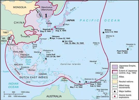 Pacific Theatre Japan expanded its territory by invading oil-rich Manchuria