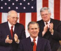 government check and balance one another. How can the legislative branch check the power of the executive branch? President George W. Bush gives the State of Union Address in 2005.