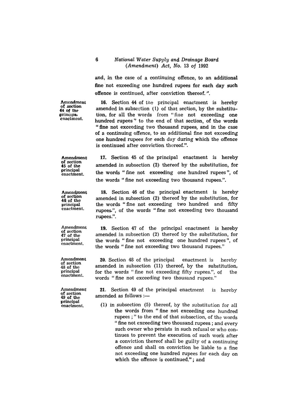 6 National Water Supply and Drainage Board (Amend.ment) Act, No.