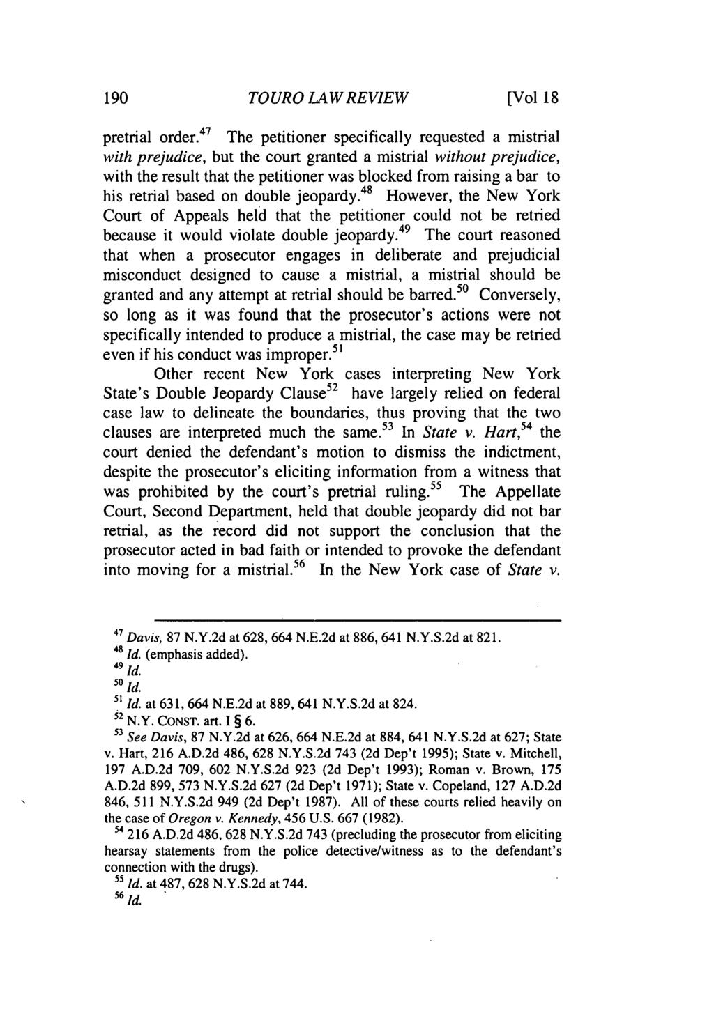 Touro Law Review, Vol. 18 [2015], No. 2, Art. 4 190 TOURO LAW REVIEW [Vol 18 pretrial order.