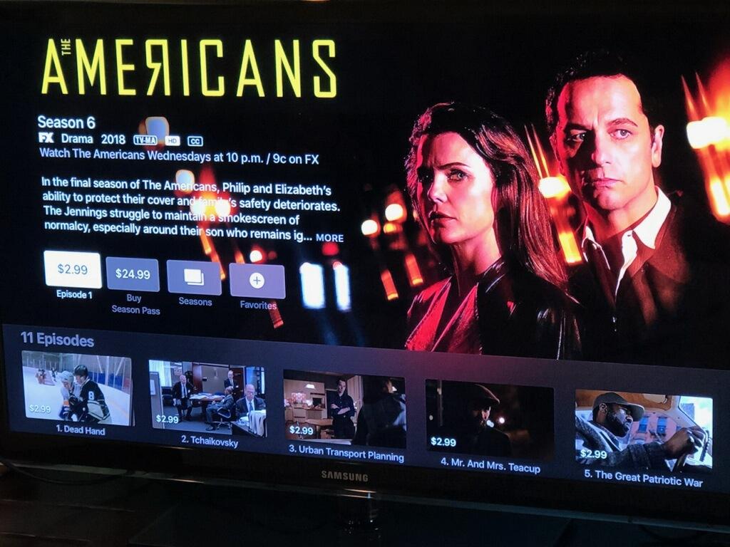 . As shown above, the Season Pass feature allows consumers to purchase episodes of season six of The Americans for a set total price: $.. 0.