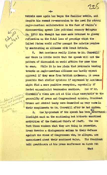 British Foreign Office Assessment of the Impact of Churchill