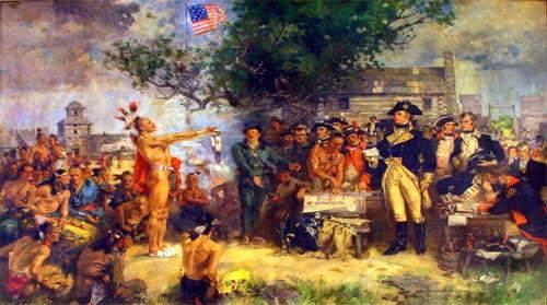 Young America s International Relations People to Meet This painting shows the Treaty of Greenville in which American Indian tribes ceded to the United States