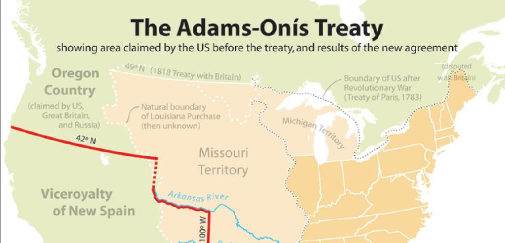 Secretary of State JQ Adams negotiated the Adams-Onis Treaty of