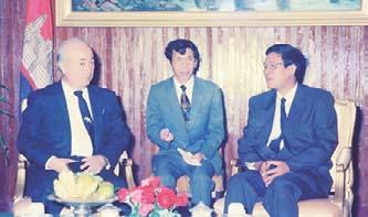 Clockwise from top: Then-President Tadao Chino of ADB visits Father King