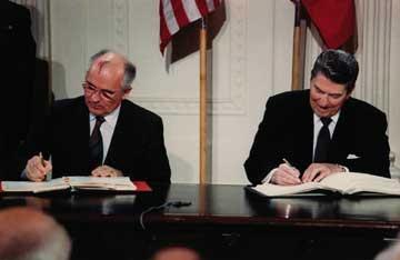 Reagan/Gorbachev INF treaty of 1987 Both sides agreed to removal of intermediate and short
