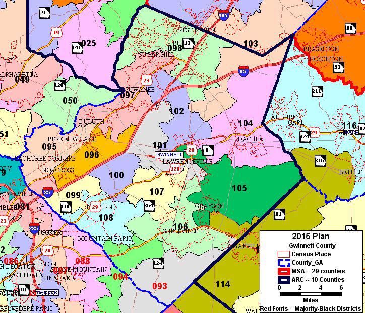 Case 1:17-cv-01427-TCB-MLB-BBM Document 180-1 Filed 08/06/18 Page 40 of 84 Figure 24 2015 Plan Gwinnett County Detail Majority-Black Districts Identified with Red Fonts (d) 2015 Plan Henry County 89.