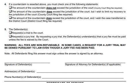 STEP-BY-STEP (CONTINUED) Jurisdiction 4 If you made a counterclaim less than $15,000, check the 1 st box If you made a counterclaim that