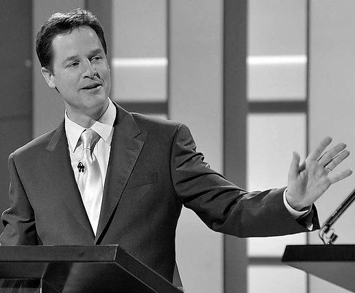 The more they argue, the more they sound the same Nick Clegg (Liberal Democrat leader 2007 ) comments on his two opponents in the first TV debate of the 2010 election; and voters show their approval.