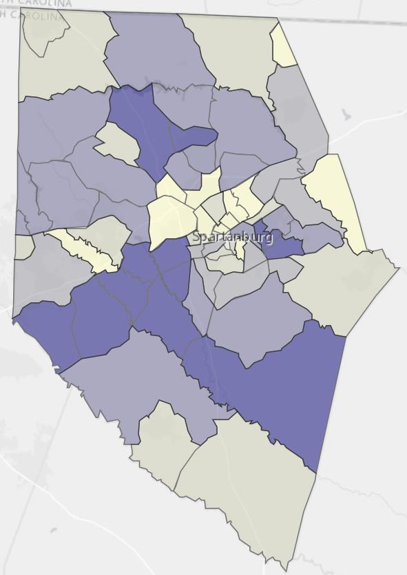 $60,000 $50,000 $40,000 $30,000 $20,000 Median Household Income Trend by Race, Spartanburg County (single year averages) $50,517 $46,202 $45,428 $47,486 $48,467 $44,006 $42,033 $36,509 $34,799