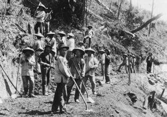 In the West, the labor force was predominantly Chinese, while in the East, many Irish men were employed to lay the tracks, clear the right-of-way, and blast through natural obstacles.
