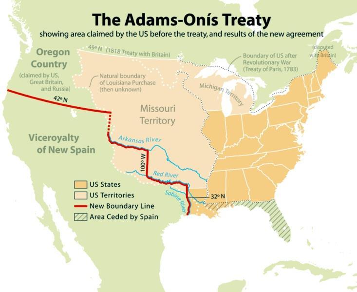 Adams-Onis Treaty Settled all border disputes between the USA