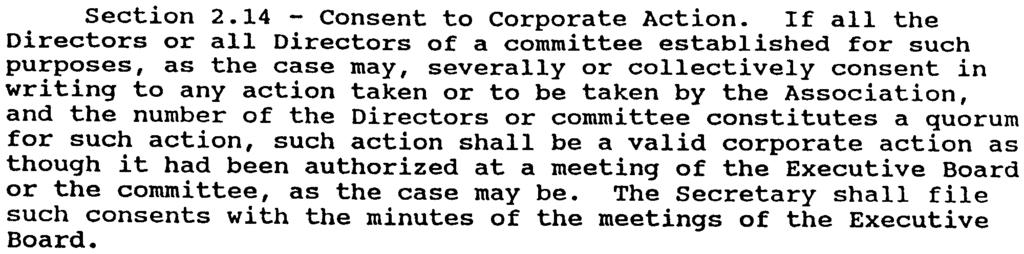 section 2.14 -Consent to Corporate Action.