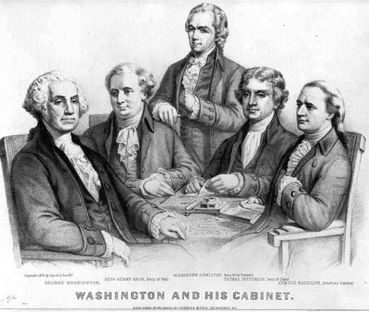 Washington's Cabinet was made up of the best minds of the time John Adams served as Vice President Thomas Jefferson as Secretary of State Edmund Randolph as Attorney General The First Cabinet