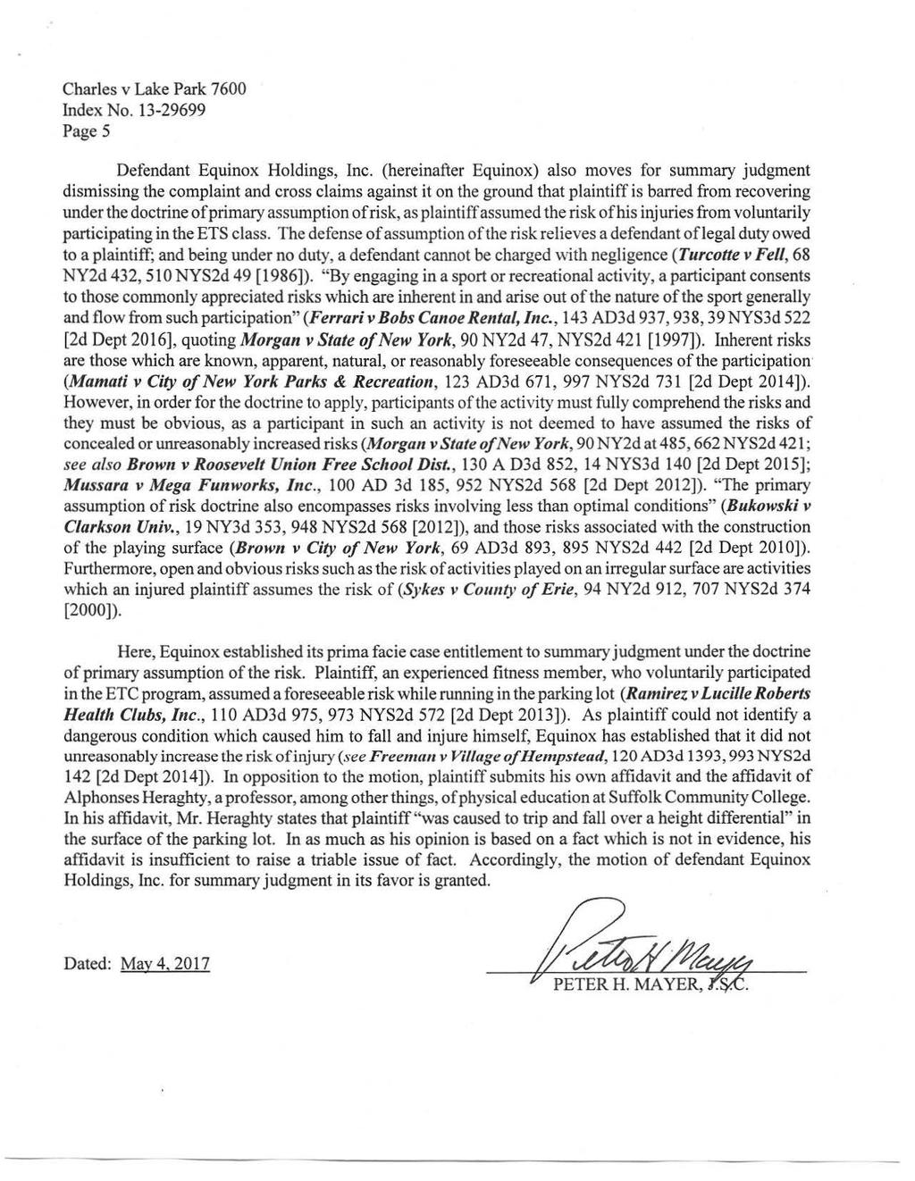 [* 5] Page 5 Defendant Equinox Holdings, Inc.